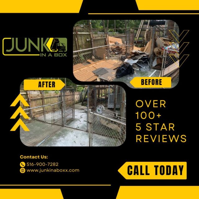 Got Junk? We’ve Got the Solution!
Junk in a Box offers comprehensive removal services in Merrick, NY! 🏠🛠️🚚
Our Services Include:
Appliance & Furniture Removal
Debris & Construction Cleanup
House, Office, Garage & Attic Cleanouts
Estate & Hoarder Cleanup
Hot Tub & Swingset Demo

Choose us for all your junk removal needs! 🗑️✨

Skilled professionals, senior and military discounts, and guaranteed satisfaction. Call us today for a FREE estimate! 📞💪

#JunkRemoval #Declutter #MerrickNY #CleanOuts #MovingServices